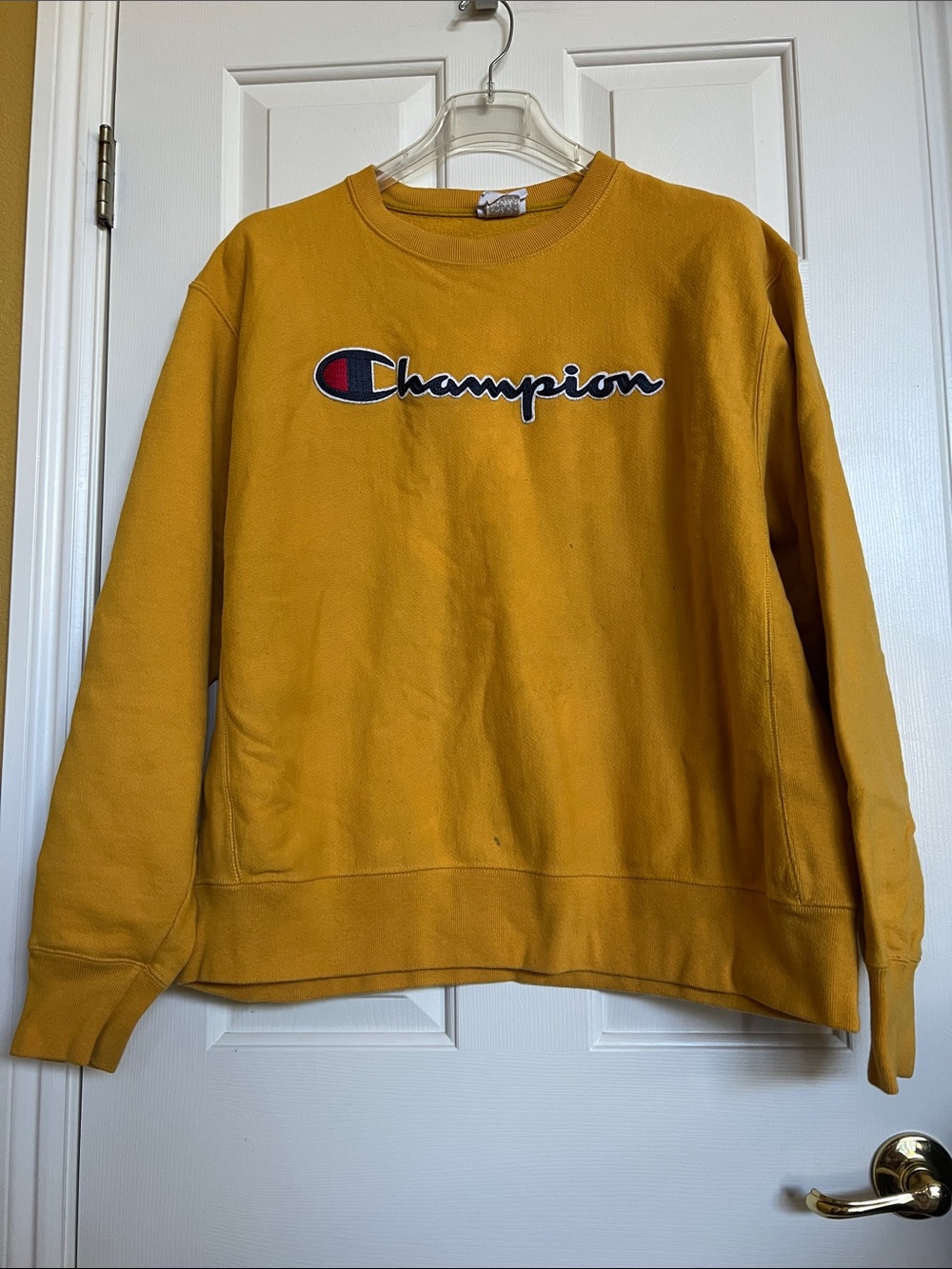 Champion ( reverse weave ) crew sweashirt 
  ( stain noted at front see photos )